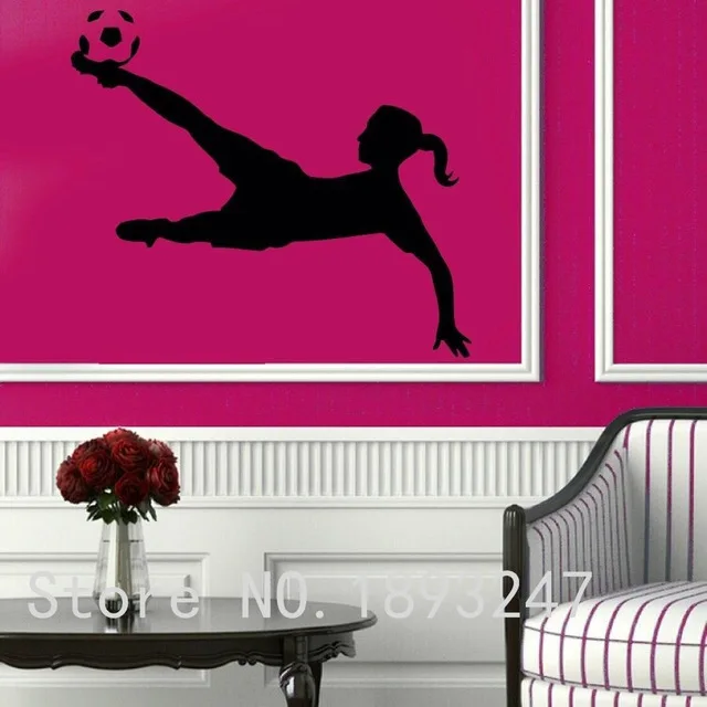 

Football Player Vinyl Wall sticker Sport Soccer Girl Plaing Football Mural Art Wall Decal Boy's Bedroom Home Decoration