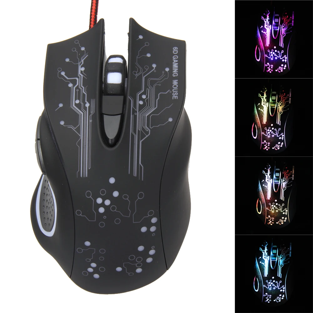 

Optical Gaming Mouse Professional 3200DPI Adjustable 6 Buttons 6D Pro PC Computer Mice USB Wired LED Light Mouse Gamer Black