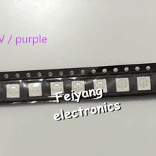 200 шт. прозрачный СВЕТОДИОДНЫЙ Световой диод 5050 uv/Фиолетовый SMD/смт высокой Мощность светодиодный PLCC-6 3 вилочным держателем супер яркий свет лампы высокого качества