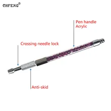 Бровей Макияж Ручка КРИСТАЛЛ РУКОВОДСТВО татуировка перо перманентного макияжа губ Eyeline Microblading вышивка Красота косметика 20 шт. иглы