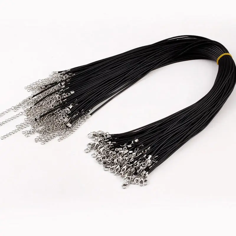 

Wholesale Bulk lot 10pcs Black PU Leather String 50CM Necklace Cords