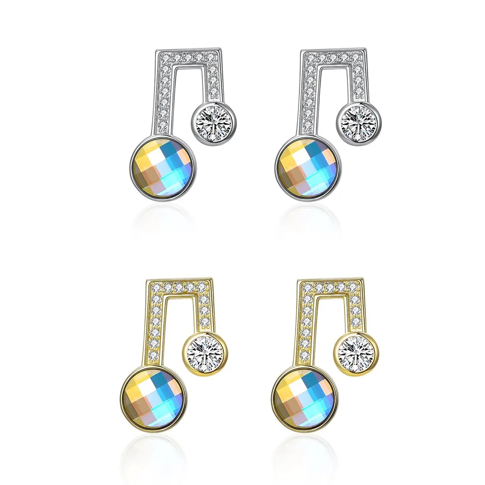 

INALIS New Style Earring Jewery for Women 925 Sterling Silver Crystals from Swarovski Cute Musical Notes Popular Dangle Earrings