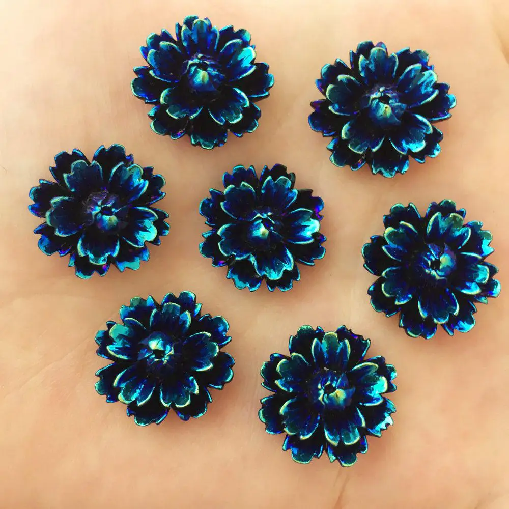 

Black 10pcs 18mm AB Resin Shiny Flower Flatback Rhinestone Scrapbook Wedding DIY Resin Ornaments F627