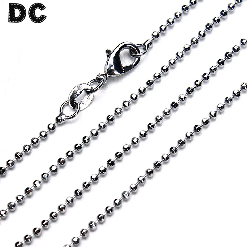DC 5pcs/Pack Copper Silver Color Link Ball Chains Necklace with Lobster