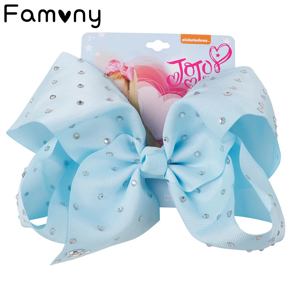 

7.5 Inch Soild Color Rhinestone Hair Bows For Girls Grosgrain Ribbon Hairgrips with Alligator Clips Hairpins Hair Accessories