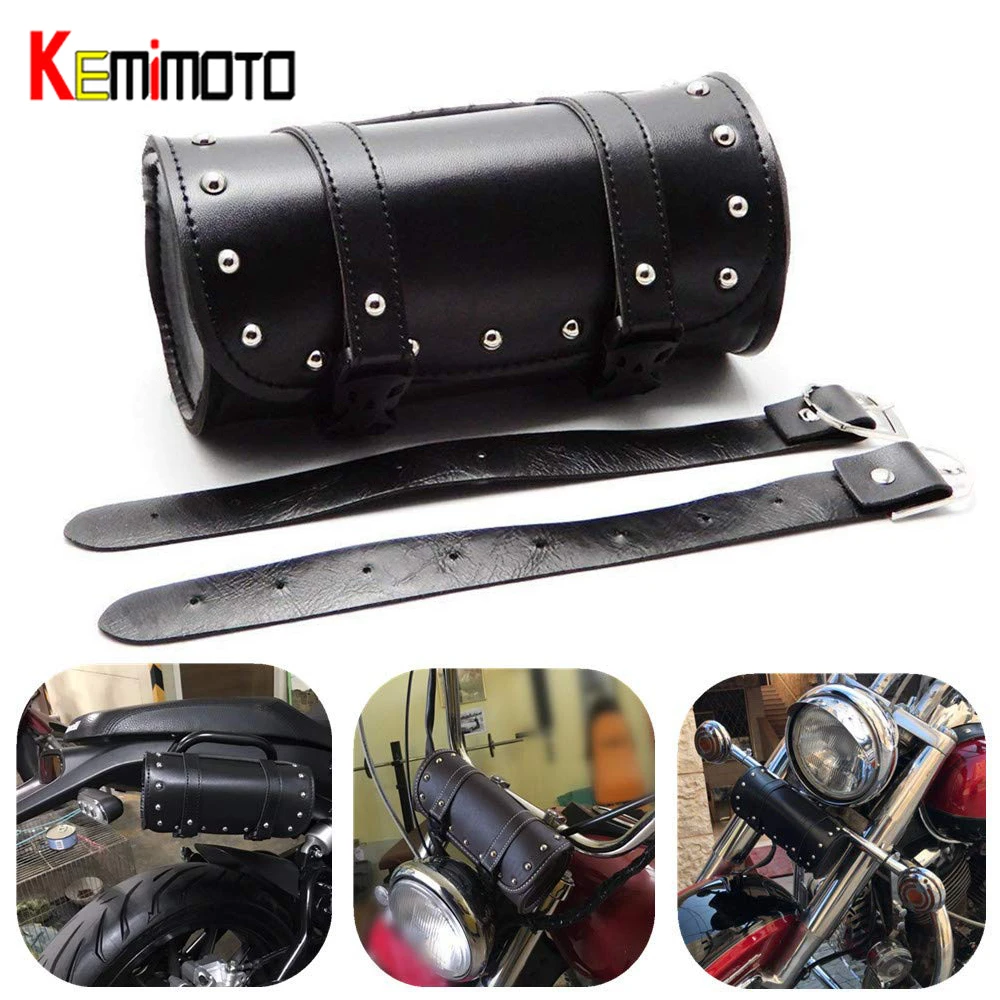 

KEMiMOTO Motorcycle Handlebar Sissy Bar Bag Saddlebag Fork Roll Barrel Bag FOR Touring For Honda For Yamaha For Sportster 883 XL
