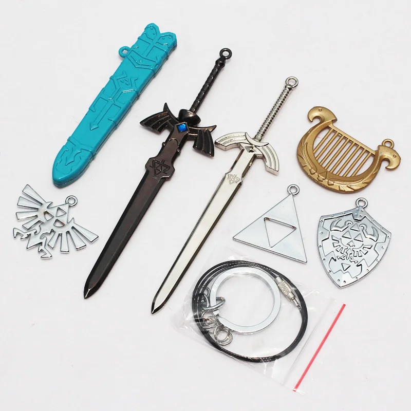 

6pcs/set The Legend of Zelda Skyward Sword Link Cosplay Weapon Pendants Necklace 4-14cm With Box Free Shipping
