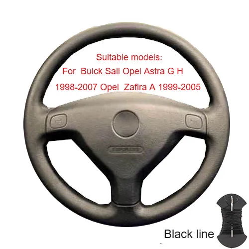 Крышка рулевого колеса для Buick Excelle XT GT Encore Opel Mokka Buick Sail Opel Astra G H 1998-2007 Op/сделанная на заказ оплетка рулевого колеса - Название цвета: Black thread