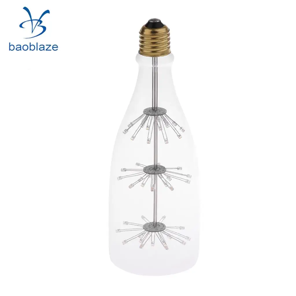 Vintage Light Bulb Tungsten Filament Amber Clear Glass 3Watts 220V E27 Base