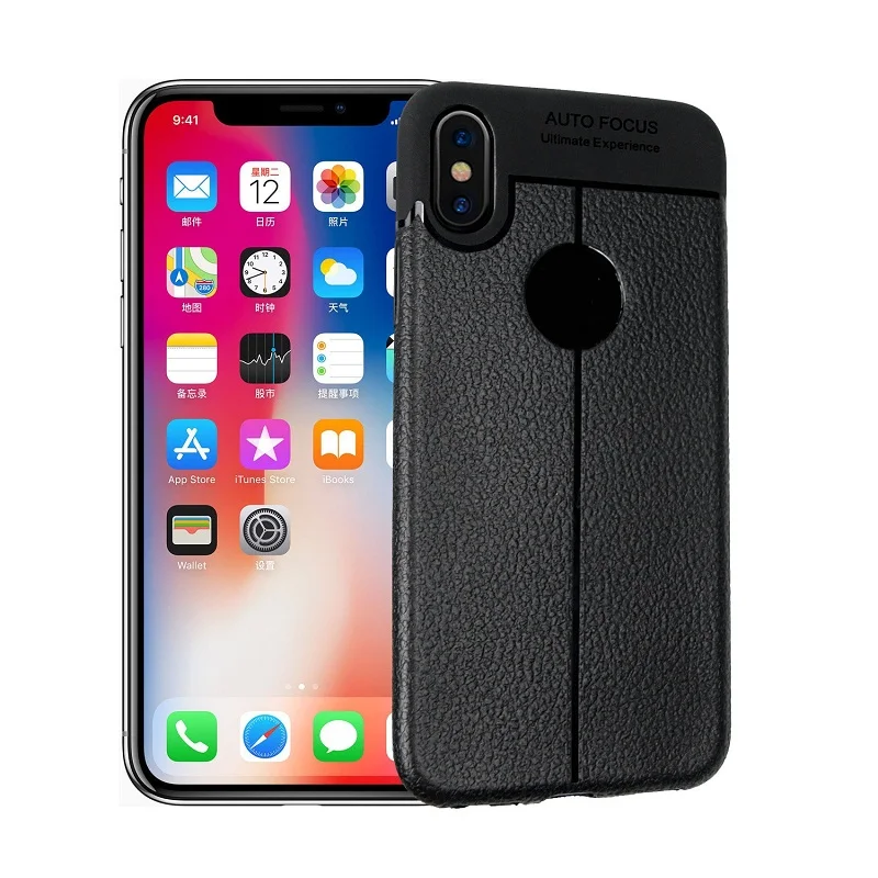 Case For iPhone XS X Case Silicone Cover Leather Texture