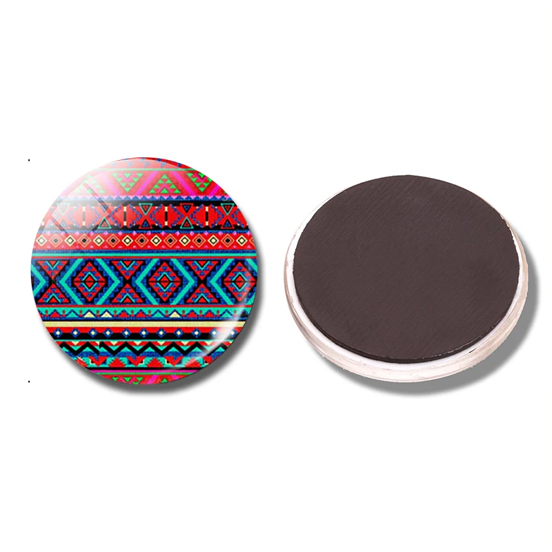 

Boho Pink 30MM Fridge Magnet Ethnic Print Mexican Art Print Glass Cabochon Magnetic Refrigerator Stickers Note Holder Home Decor