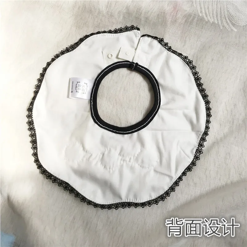 Nordic Cotton Bib Breathable Black White Lace Purfle Burp Anti-spitting Milk Fake Collar Bibs  360 Degree Bib Round Rotating (3)