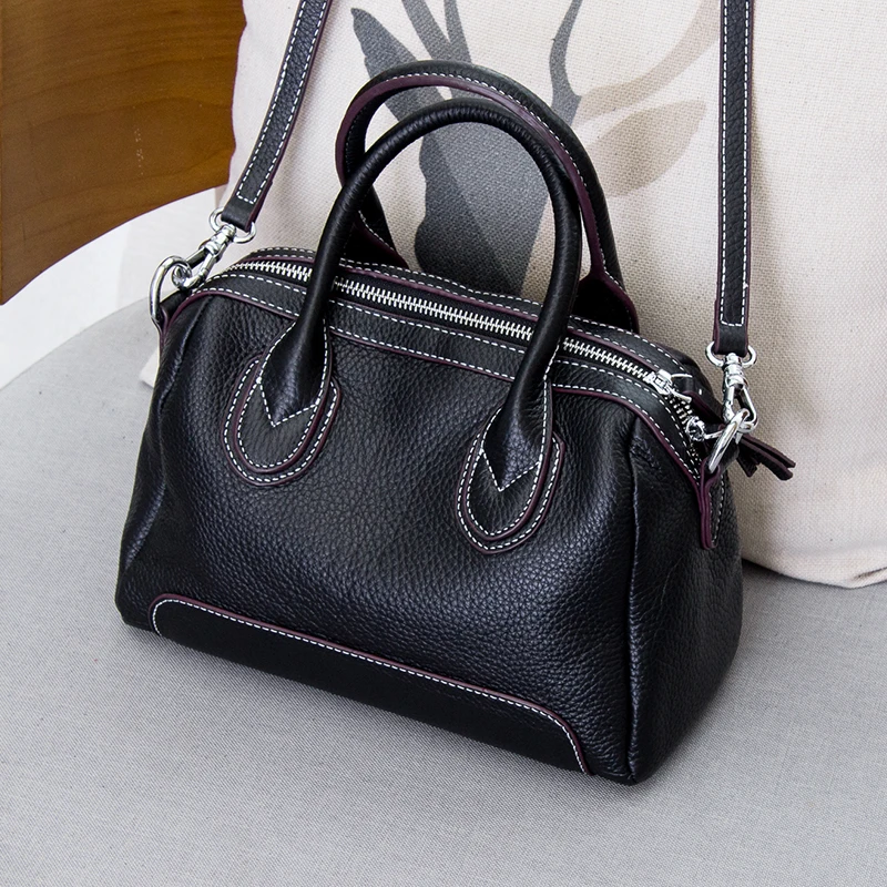 Poignée Designer Cacher Sac Top Dessus Woonam Boston Mode À Veau Bandoulière Cuir camel Grainé Femmes Main Black Wb917 Véritable De 5q66nA