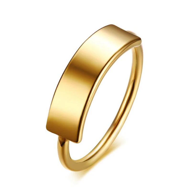

Female Fashion Gold Color Ring Quality Stainless Steel Wedding Ring Customized Gift Name Engraved Engagement Ring