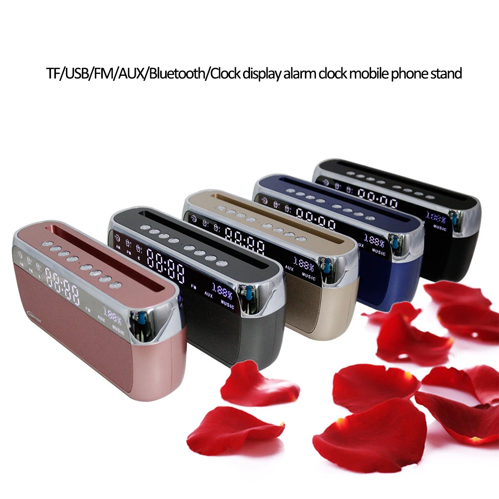 

Abuzhen Altavoz Blutooth Speaker Portable Stereo Wireless LED Screen Clock Alarm Support FM TF USB Handsfree Boombox for iPhone
