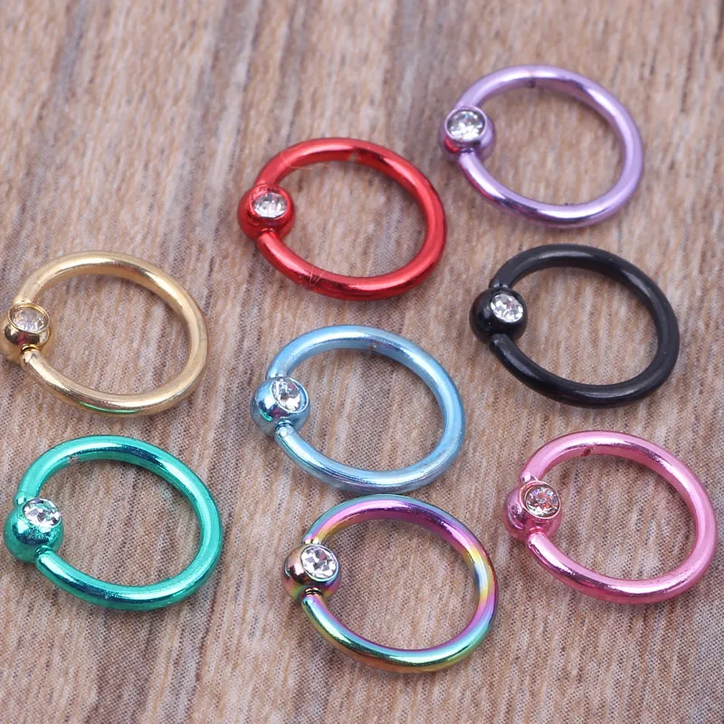 Stainless Steel Crystal Nose Hoop Ring Piercing Stud Mix 8 Colors 100pcs Fake Septum Earring Nose Stud Body Jewelry Non Piercing