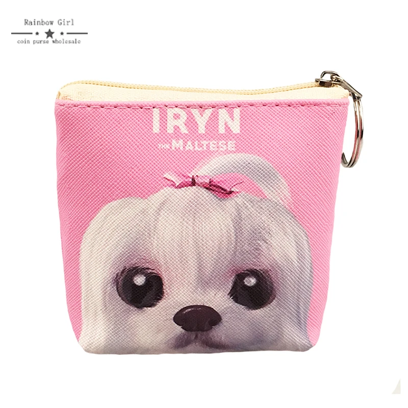 12 pcs Rainbowgirl New Cute Dog Wallets for Children Pink Big Eyes Coin