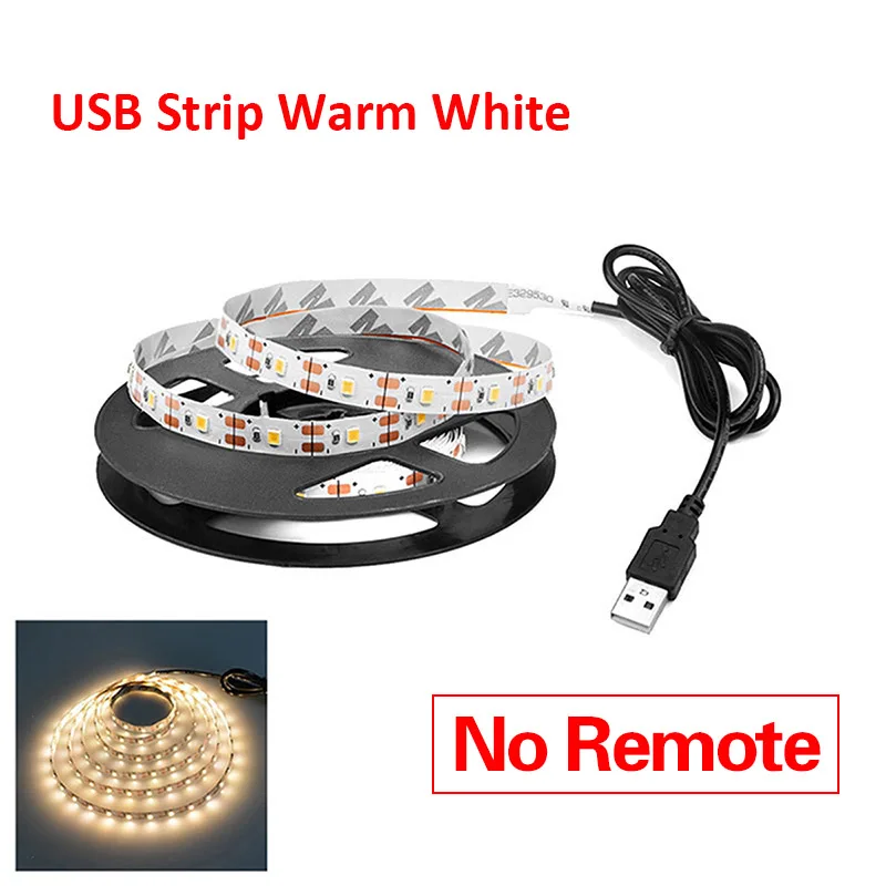 Светодиодный светильник 5 в USB светодиодный светильник для шкафа 2835 SMD RGB ТВ Настольный ПК экран подсветка Декор гардероб кухонный светильник ing - Цвет: Warm White No Remote