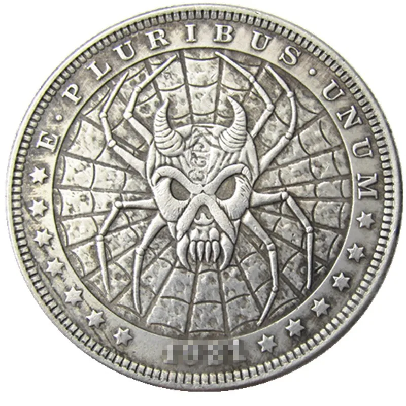 

HB(84)US Hobo 1921 Morgan Dollar Skull Zombie Skeleton Silver Plated Copy Coins
