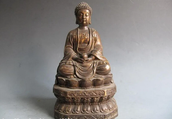 

USPS to USA S2813 Tibet Fane Old Bronze Amitayus Sakyamuni Tathagata Ru Lai Buddha Statue (B0328)