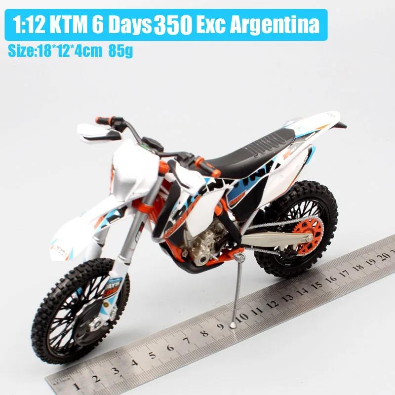 1:12 Масштаб KTM 350 EXC шесть 6 дней Аргентина Мотокросс внедорожная езда Trail dirt ISDE мотоцикл литья под давлением металлическая модель гоночный автомобиль игрушка