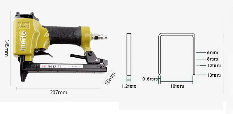 Новый 1013J пневматический гвоздепистолет промышленный u-образный гвоздь пистолет шпильки пистолет воздушный степлер 1006J-1013J длиннее сопло