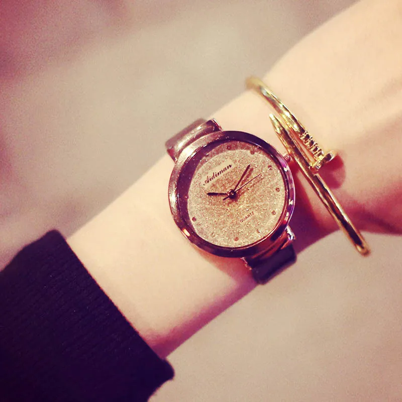 

1PC Sands Starry Simple Temperament Belt Table Diamond Quartz Watches lady dress watch