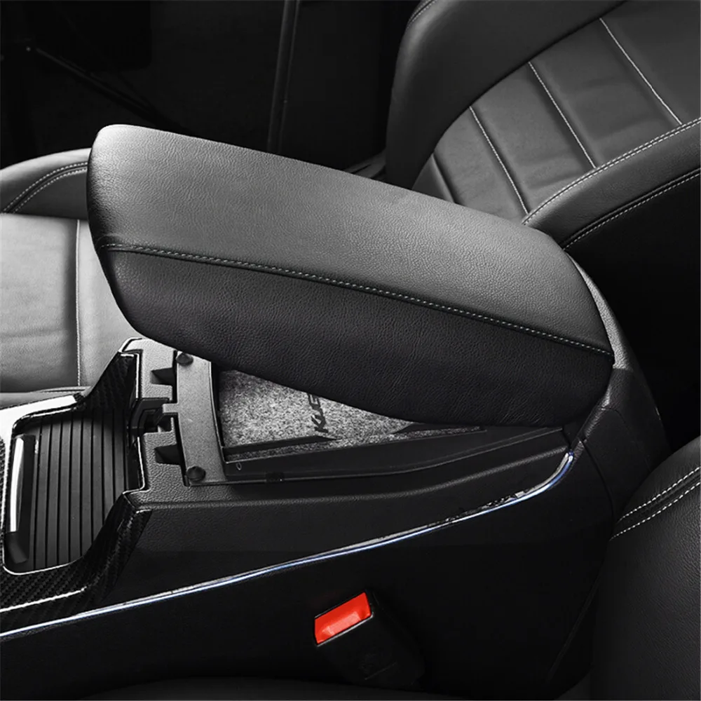 

Armrest Cover For Ford Kuga 2014 2015 2016 PU Leather Red/Black Stitches Armrest Central Console Box Cover For Escape 2017 2018