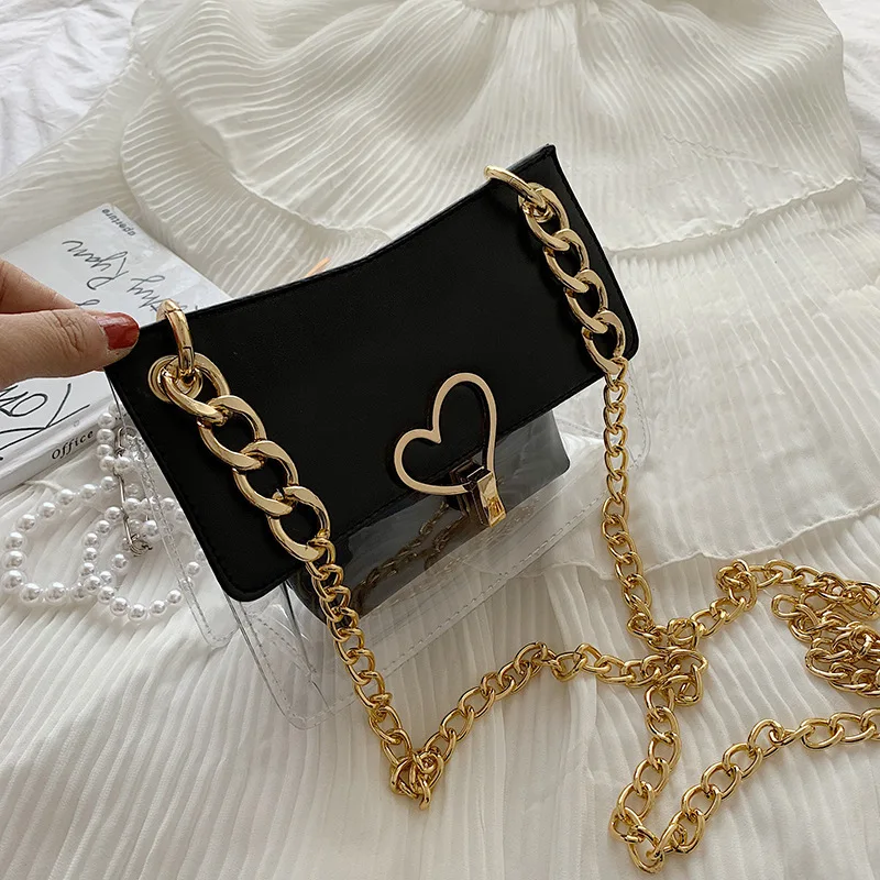 

Summer Transparent Jelly Bag Crossbody Bags For Women 2019 Quality PVC Luxury Handbags Designer Ladies Heart Lock Shoulder Bag
