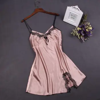 

Sexy Suspender Skirt Sleepwear Women Rayon Nightwear Nightdress Summer Night Gown Nighty Mini Nightshirt V-Neck Nightgown