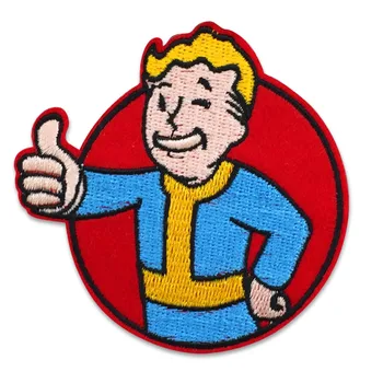 

Cartoon Vault Boy patch Iron on Embroidery patches for clothing DIY Clothes Stickers Badges kids Garment Appliques