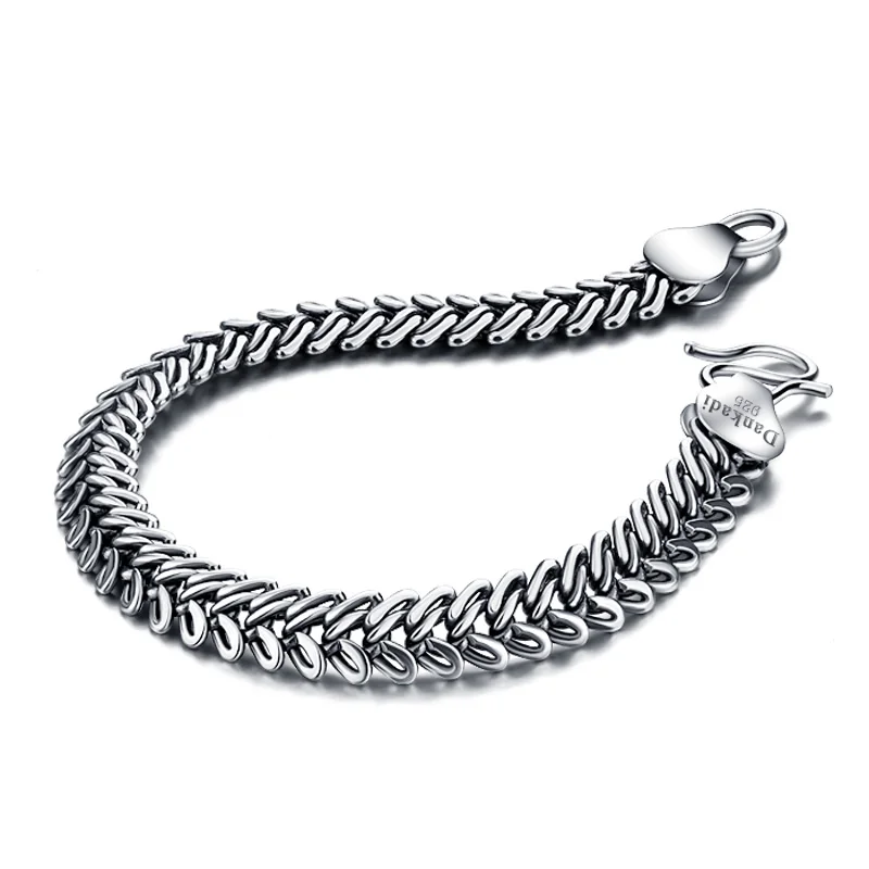 Fashion 10 mm20cm man bracelet.Solid 925 silver bracelet.Thai measures chain bracelet.Sterling ...