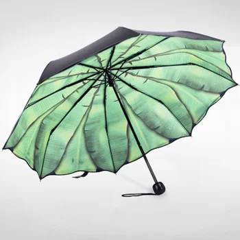 

Decoration Creative Green Plantain Flower Folding Multifunction Umbrella Super Windproof Anti-UV Sun Umbrella Girl Parasol Z512