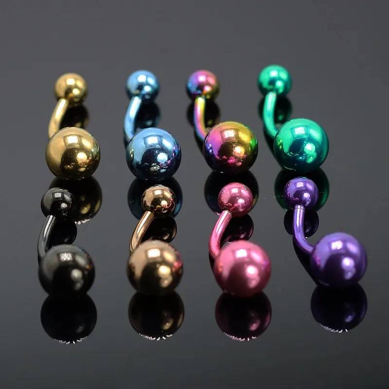 

MODRSA 1Piece 8 Colors Bar Barbell Navel Ring Stainless Steel Belly Button Ring Belly Piercing Body Jewelry piercing ombligo