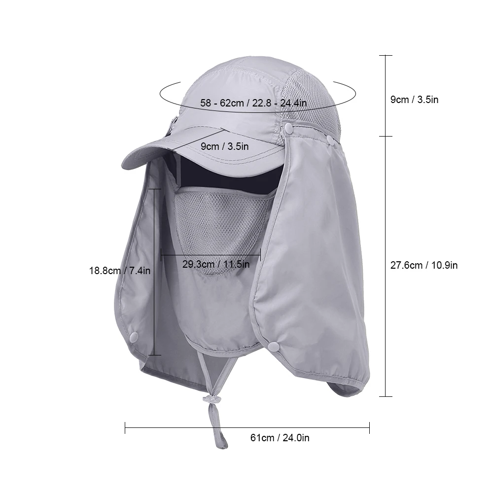 

Outdoor Sport Hiking Visor Hat UV Protection Face Neck Cover Fishing Sun Protection Cap