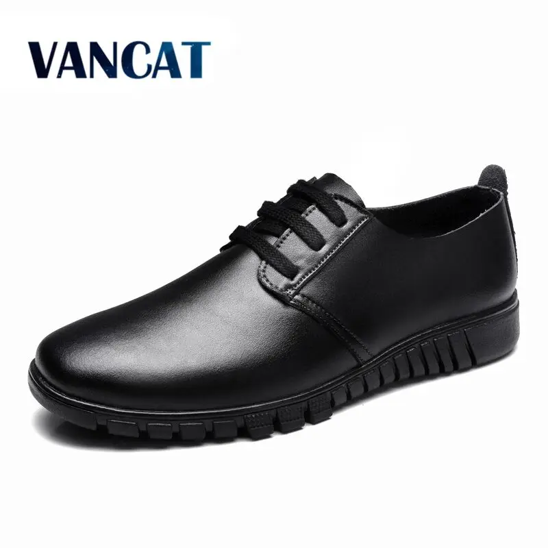 

VANCAT 2018 New Summer Genuine Leather Men Shoes Casual Breathable Shoes Oxfords Men Dress Leather Flats Shoes Big size 38-47