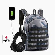 PUBG Backpack Men SchoolBag Mochila Game Battlefield Infantry Pack Travel School Bags USB Charging Jack Back Knapsack Male pubg backpack men school bags mochila pubg battlefield infantry pack camouflage travel canvas usb headphone jack back knapsack
