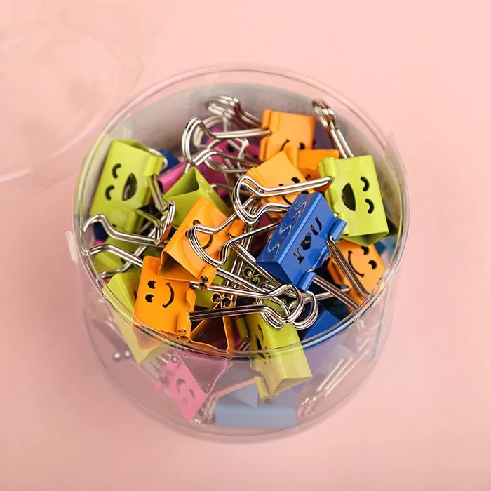 Симпатичные kawaii улыбка металлические зажимы для связывания цветные скрепки для бумаги для офиса и школы