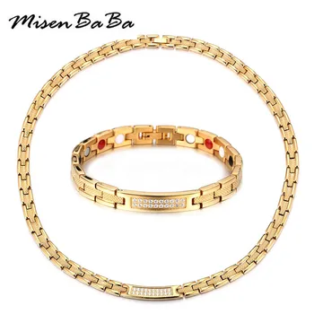 

Germanium Magnetic Healthy Jewelry Sets For Woman Men Crystal Negative Ion Health Necklaces Bracelets Therapy Jewelry Sets