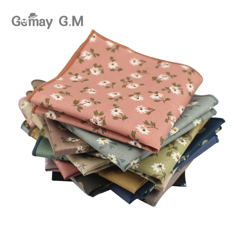 Brand Cotton Polyester Handkerchief Floral Printed Suits Pocket Square