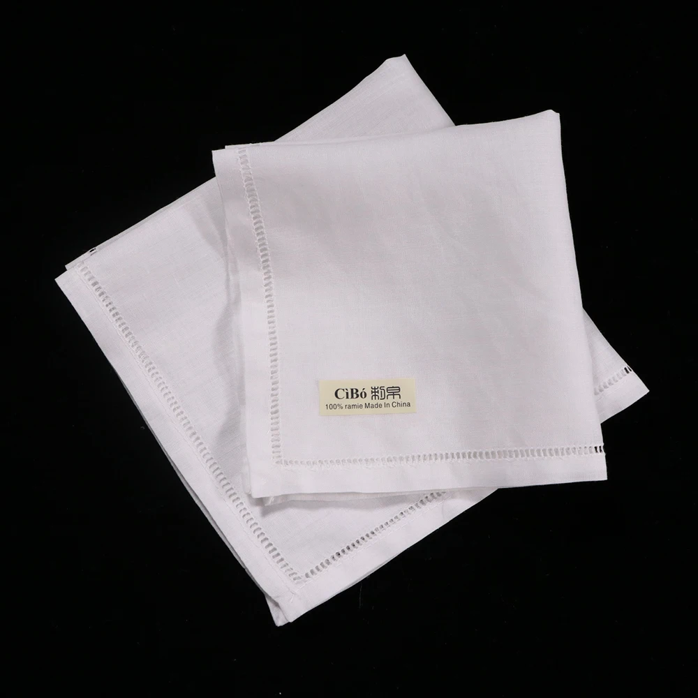 S009: 12 шт. белый платок для трафаретной трап, Вышитый вручную свадебный платок