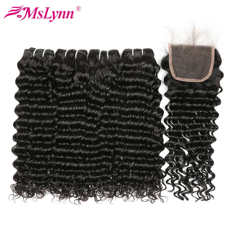 

Deep Wave Bundles With Closure Brazilian Hair Weave Bundles With Closure Human Hair 3 Bundles With Closure Mslynn Remy Hair