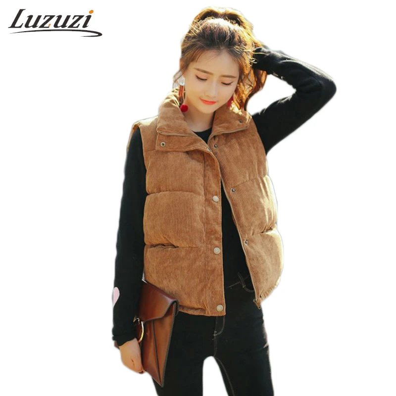 Vests Women Female Short Spring Solid Cotton Sleeveless Colete Zipper