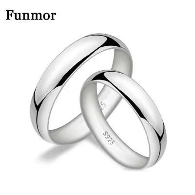 

Funmor Simple Glossy Couple Ring 925 Sterling Silver Finger Jewelry For Women Men Engagement Banquet Decoration Accessories Gift