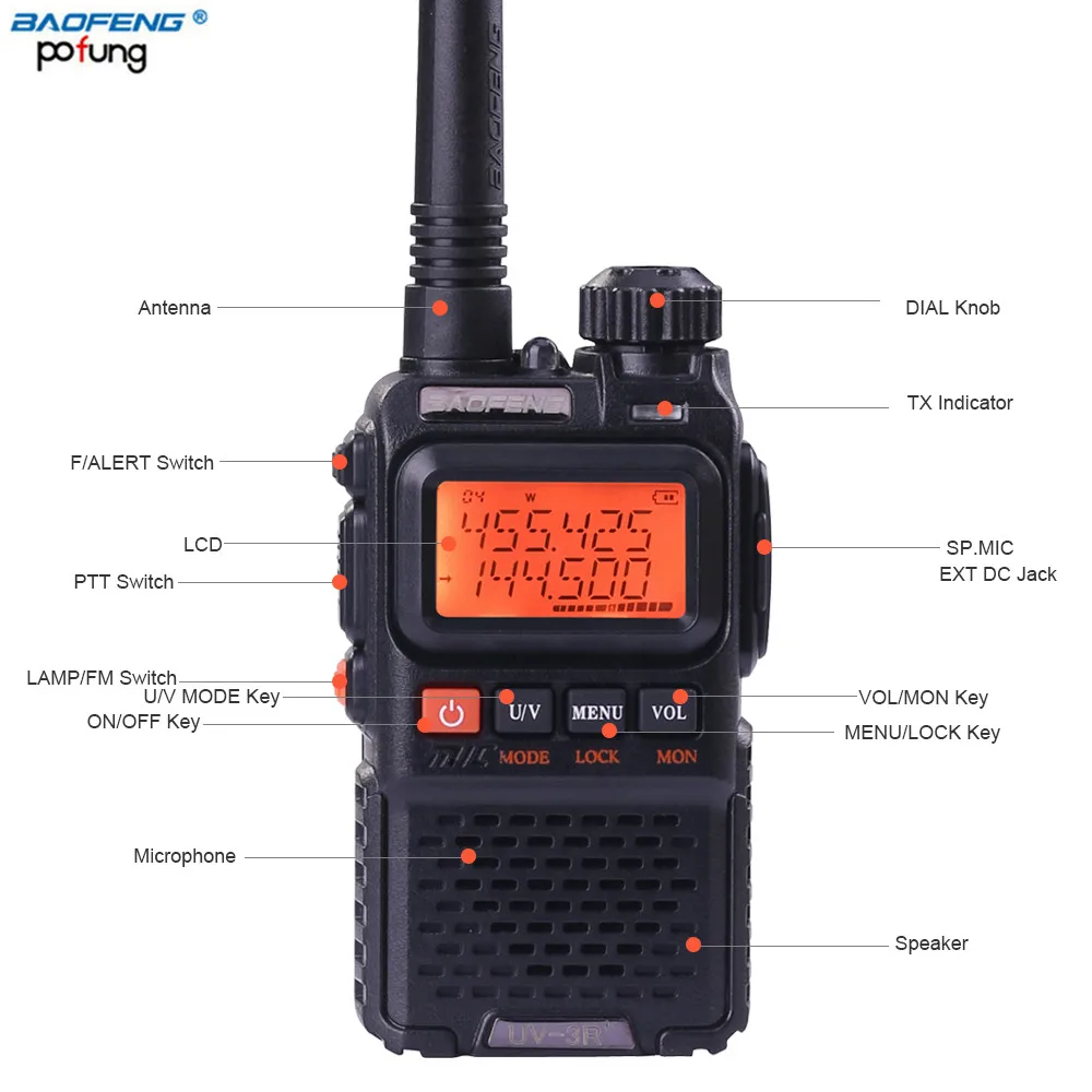 Baofeng Uv-3r Plus Two Way Radio Portable Dual Band Uhf Vhf 99ch Vox Fm ...