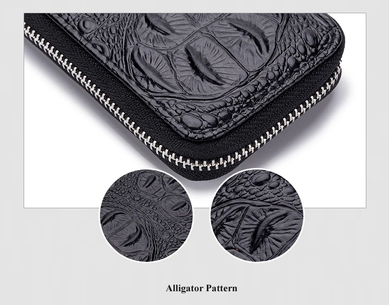 Lomelobo Split Leather Card Wallet Women & Men Alligator Coin Purse Credit ID Card Holder Female Male Lady Bank Cards Wallet Hot 2019 HCL7143 Details (11)