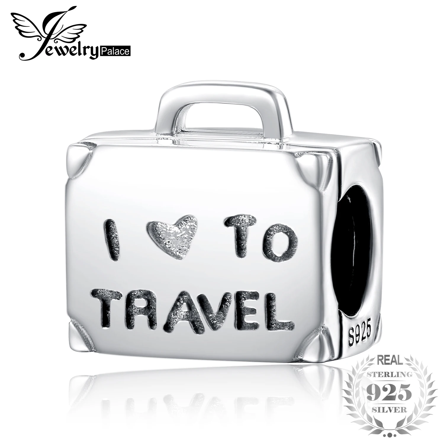 

JewelryPalace I Love Travel Luggage Charm Bead Fit Bracelets 925 Sterling Silver Bead Charm Fashion Women Jewelry DIY