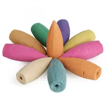 10pcs/Bag Reflux Incense Cones For Backflow Incense Cones Tower Colorful Bullet Shape Incense Mixed Scent Natural Sandalwood