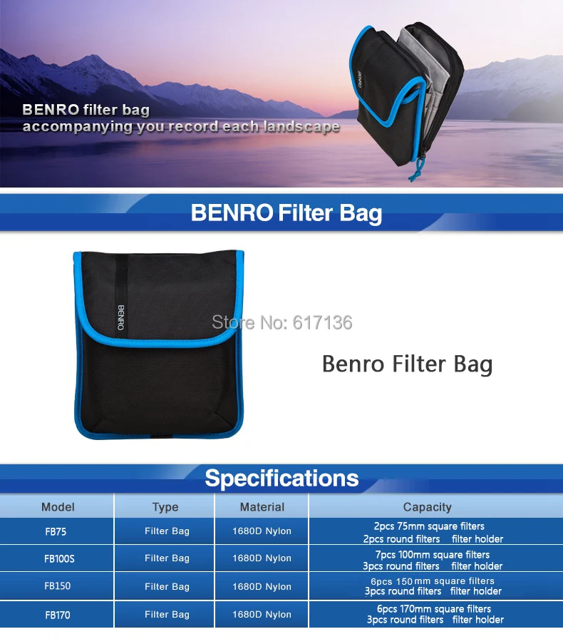 Benro FB170 FB150 фильтр мешок фильтр емкости держатель для квадратных фильтров и круглые фильтры нейлоновая сумка