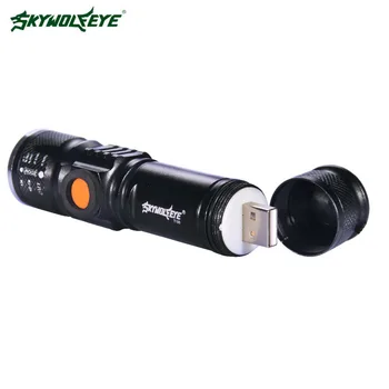 

SKYWOLFEYE Zoomable 8000Lm T6 LED Flashlight USB Rechargeable Pocket Torch Lamp